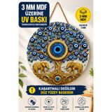 MARNELLO CONSEPT Nazar Boncuğu Temalı Ahşap MDF Duvar Süsü - Hayat Ağacı Tasarımlı - 2D DÜZ UV BASKI