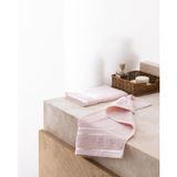 Marnot Bordürü 2'li%100 Pamuk Floşlu El Havlusu - Pudra - 30x45 cm