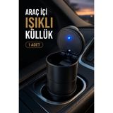 MAROKEN LED Aydınlatmalı Araç İçi Küllük Kapaklı Siyah Araba Küllüğü Bardaklık Tipi Pratik Tasarım