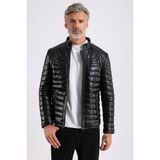 Maroquin Leather James Erkek Şişme Deri Mont - Siyah - XL