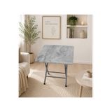 marpas Mermer Desenli Katlanır Masa 60x60 MDF Balkon Bahçe Masası