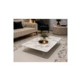 marpas Mermer Desenli Katlanır Yer Sofrası 70x120 cm – MDF Gövde – Beyaz Modern Tasarım