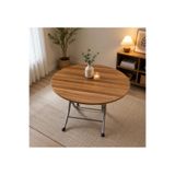 marpas Modern Yuvarlak Masa 100x100 cm Ahşap Desenli MDF Katlanır Masa