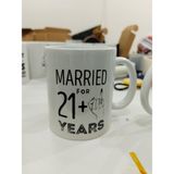 Married For 21+ Years Kupa - Evlilik Yıldönümü Komik Seramik Bardak Çift Hediyesi 325ml