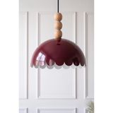 Marrien Bella Ahşap 3 Boncuklu Sarkıt Avize, Bohem Tavan Lambası ve Salon Mutfak Aydınlatması - Bordo - 30 cm - Modern Dekoratif Tavan Armatürü