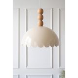 Marrien Bella Ahşap 3 Boncuklu Sarkıt Avize, Bohem Tavan Lambası ve Salon Mutfak Aydınlatması - Krem - 30 cm - Modern Dekoratif Tavan Armatürü