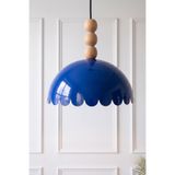 Marrien Bella Ahşap 3 Boncuklu Sarkıt Avize, Bohem Tavan Lambası ve Salon Mutfak Aydınlatması - Lacivert - 30 cm - Modern Dekoratif Tavan Armatürü