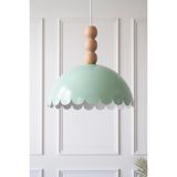 Marrien Bella Ahşap 3 Boncuklu Sarkıt Avize, Bohem Tavan Lambası ve Salon Mutfak Aydınlatması - Mint Yeşili - 30 cm - Modern Dekoratif Tavan Armatürü
