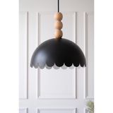 Marrien Bella Ahşap 3 Boncuklu Sarkıt Avize, Bohem Tavan Lambası ve Salon Mutfak Aydınlatması - Siyah - 30 cm - Modern Dekoratif Tavan Armatürü