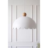Marrien Bella Ahşap Boncuklu Sarkıt Avize, Bohem Tavan Lambası ve Salon Mutfak Aydınlatması - Beyaz - 30 cm - Modern Dekoratif Tavan Armatürü