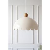 Marrien Bella Ahşap Boncuklu Sarkıt Avize, Bohem Tavan Lambası ve Salon Mutfak Aydınlatması - Krem - 30 cm - Modern Dekoratif Tavan Armatürü