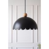 Marrien Bella Ahşap Boncuklu Sarkıt Avize, Bohem Tavan Lambası ve Salon Mutfak Aydınlatması - Siyah - 30 cm - Modern Dekoratif Tavan Armatürü