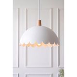 Marrien Bella Ahşap Sarkıt Avize, Bohem Tavan Lambası ve Salon Mutfak Aydınlatması - Beyaz - 30 cm - Modern Dekoratif Tavan Armatürü