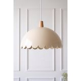 Marrien Bella Ahşap Sarkıt Avize, Bohem Tavan Lambası ve Salon Mutfak Aydınlatması - Krem - 30 cm - Modern Dekoratif Tavan Armatürü