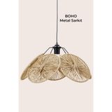Marrien Boho Örgü Sarkıt Avize, Bohem Tavan Lambası ve Salon Oturma Odası Aydınlatması - Natural – Modern Dekoratif Avize, Tavan Aydınlatması