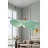 Marrien Colin Ahşap Boncuklu Sarkıt Avize 45 cm, Büyük Boy Metal Tavan Lambası – Yemek Masası, Mutfak Adası ve Salon Aydınlatması - Mint Yeşili