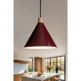 Marrien Cone Ahşap Sarkıt Avize, Bohem Tavan Lambası ve Salon Oturma Odası Aydınlatması - Bordo - 25 cm – Modern Dekoratif Avize, Tavan Aydınlatması