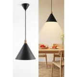 Marrien Cone Ahşap Sarkıt Avize, Bohem Tavan Lambası ve Salon Oturma Odası Aydınlatması - Siyah - 25 cm – Modern Dekoratif Avize, Tavan Aydınlatması