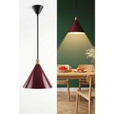 Marrien Cone Bohem Ahşap Bordo Metal Sarkıt (25 Cm) Yemek Masası Üstü Avize Mutfak & Salon Aydınlatması