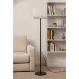 Marrien Corner Tulip Siyah Metal Ayaklı Dikdörtgen Lambader - 145cm Bohem Rustik Salon ve Köşe Aydınlatması