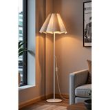 Marrien Flora Krem-Cappuccino Başlık Krem Gövde Pilili Lambader (145 cm) Tek Ayaklı Salon Aydınlatması