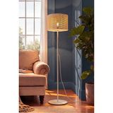 Marrien June Hasır Görünümlü Bohem Lambader - Krem Metal Ayak Rattan Stil 145 cm - Ekru