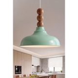 Marrien Lora Ahşap 3 Boncuklu Sarkıt Avize, Bohem Tavan Lambası ve Salon Mutfak Aydınlatması - Mint Yeşili - 33 cm - Modern Dekoratif Tavan Armatürü