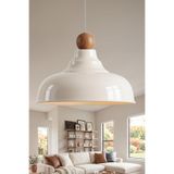 Marrien Lora Ahşap Boncuklu Sarkıt Avize, Bohem Tavan Lambası ve Salon Mutfak Aydınlatması - Krem - 33 cm - Modern Dekoratif Tavan Armatürü