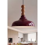 Marrien Lora Vintage 3lü Ahşap Boncuk Detaylı Bordo Metal Sarkıt (33 cm) Yemek Masası Üstü Avize Mutfak & Salon Aydınlatması