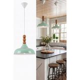 Marrien Lora Vintage 3lü Ahşap Boncuk Detaylı Mint Yeşili Metal Sarkıt (33 cm) Yemek Masası Üstü Avize Mutfak & Salon Aydınlatması