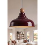 Marrien Lora Vintage Ahşap Boncuk Detaylı Bordo Metal Sarkıt (33 cm) Yemek Masası Üstü Avize Mutfak & Salon Aydınlatması