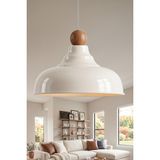 Marrien Lora Vintage Ahşap Boncuk Detaylı Krem Metal Sarkıt (33 cm) Yemek Masası Üstü Avize Mutfak & Salon Aydınlatması