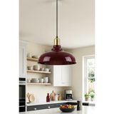 Marrien Lora Vintage Gold Detaylı Bordo Metal Sarkıt (33 cm) Yemek Masası Üstü Avize Mutfak & Salon Aydınlatması