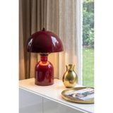 Marrien Luna Abajur | Bordo Metal Gövdeli - 25 cm - Oturma Odası Aydınlatma - Dekoratif Masa Lambası