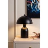 Marrien Luna Abajur | Siyah Metal Gövdeli - 25 cm - Yatak Odası Aydınlatma - Dekoratif Masa Lambası