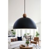 Marrien Luna Ahşap Boncuklu Sarkıt Avize, Bohem Tavan Lambası ve Salon Oturma Odası Aydınlatması - Siyah - 30 cm – Modern Dekoratif Avize, Tavan Aydınlatması
