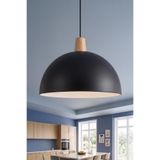 Marrien Luna Ahşap Sarkıt Avize, Bohem Tavan Lambası ve Salon Oturma Odası Aydınlatması - Siyah - 30 cm – Modern Dekoratif Avize, Tavan Aydınlatması