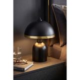 Marrien Luna Golden Abajur Siyah Metal Gövdeli - 25 cm - Salon Aydınlatma - Dekoratif Masa Lambası - Siyah - Gold