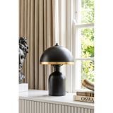 Marrien Luna Golden Abajur | Siyah Metal Gövdeli - 25 cm - Salon Aydınlatma - Dekoratif Masa Lambası