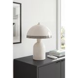 Marrien Luna Luxury Abajur | Beyaz Metal Gövdeli - 25 cm - Yatak Odası Aydınlatma - Dekoratif Masa Lambası
