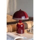 Marrien Luna Luxury Abajur | Bordo Metal Gövdeli - 25 cm - Oturma Odası Aydınlatma - Dekoratif Masa Lambası