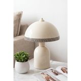 Marrien Luna Luxury Abajur | Krem Metal Gövdeli - 25 cm - Oturma Odası Aydınlatma - Dekoratif Masa Lambası