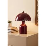 Marrien Luna Tulip Abajur | Bordo Metal Gövdeli - 25 cm - Yatak Odası Aydınlatma - Dekoratif Masa Lambası