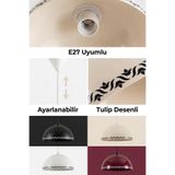 Marrien Luna Tulip Metal Sarkıt Avize, Bohem Tavan Lambası ve Salon Oturma Odası Aydınlatması - Siyah - 30 cm – Modern Dekoratif Avize, Tavan Aydınlatması