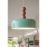 Marrien Marella Ahşap 3 Boncuklu Sarkıt Avize, Bohem Tavan Lambası ve Salon Mutfak Aydınlatması - Mint Yeşili - 30 cm - Modern Dekoratif Tavan Armatürü