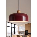 Marrien Marella Ahşap Boncuklu Sarkıt Avize, Bohem Tavan Lambası ve Salon Mutfak Aydınlatması - Bordo - 30 cm - Modern Dekoratif Tavan Armatürü