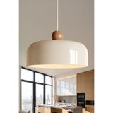 Marrien Marella Ahşap Boncuklu Sarkıt Avize, Bohem Tavan Lambası ve Salon Mutfak Aydınlatması - Krem - 30 cm - Modern Dekoratif Tavan Armatürü