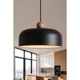 Marrien Marella Ahşap Boncuklu Sarkıt Avize, Bohem Tavan Lambası ve Salon Mutfak Aydınlatması - Siyah - 30 cm - Modern Dekoratif Tavan Armatürü