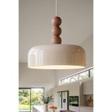 Marrien Marella Modern 3lü Ahşap Boncuk Detaylı Krem Metal Sarkıt (30 cm) Yemek Masası Üstü Avize Mutfak & Salon Aydınlatması