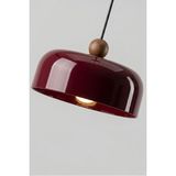 Marrien Marella Modern Ahşap Boncuk Detaylı Bordo Metal Sarkıt (30 cm) Yemek Masası Üstü Avize Mutfak & Salon Aydınlatması